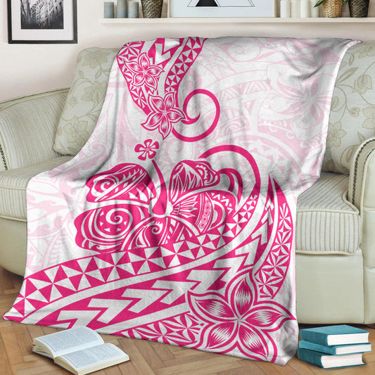 Polynesian Tribal Tattoo Retro Premium Blanket Pink Screen Color
