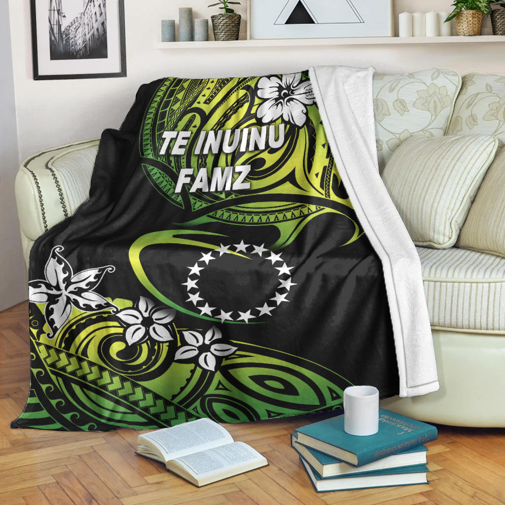 TE INUINU FAMZ Cook Islands Rugby Premium Blanket Unique Vibes Green