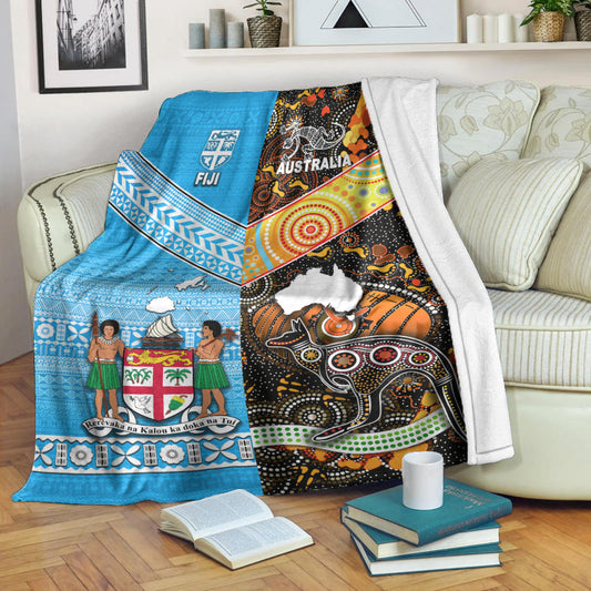 Australia Aboriginal And Fiji Tapa Premium Blanket Together