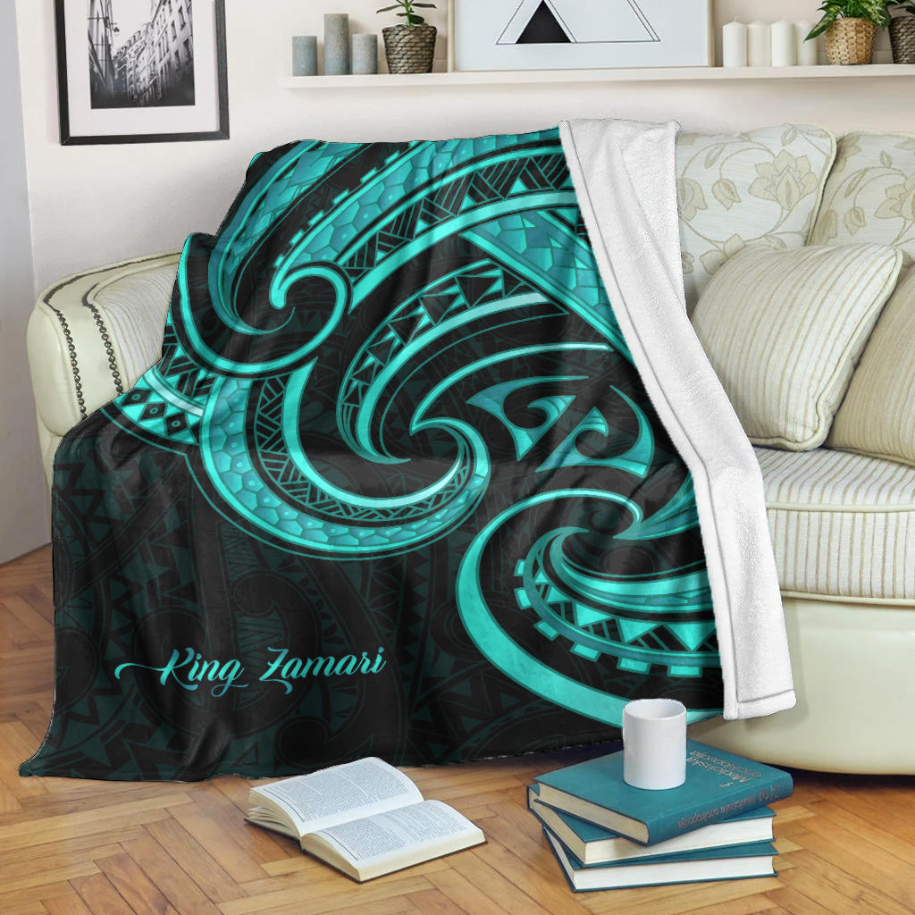KING ZAMARI New Zealand Maori Mangopare Premium Blanket Polynesian Turquoise