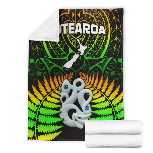 Aotearoa Fern Premium Blanket New Zealand Hei Tiki Special Style