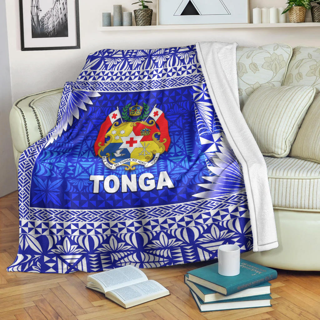 Tonga Coat Of Arms Premium Blanket Simplified Version Blue
