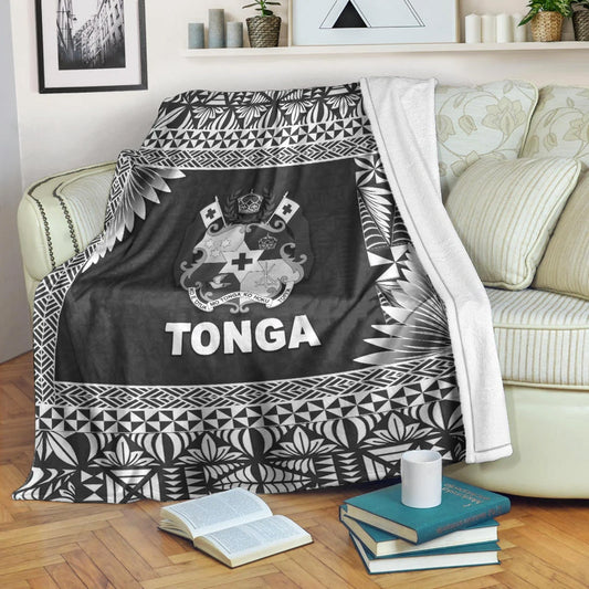 Tonga Coat Of Arms Premium Blanket Simplified Version Black