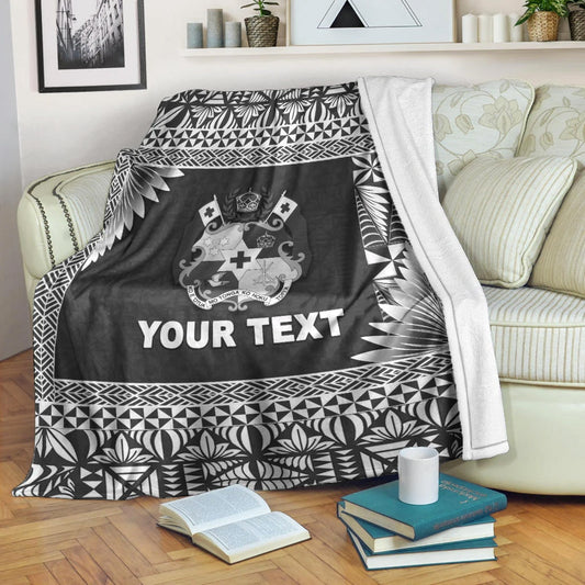 Custom Personalised Tonga Coat Of Arms Premium Blanket Simplified Version Black