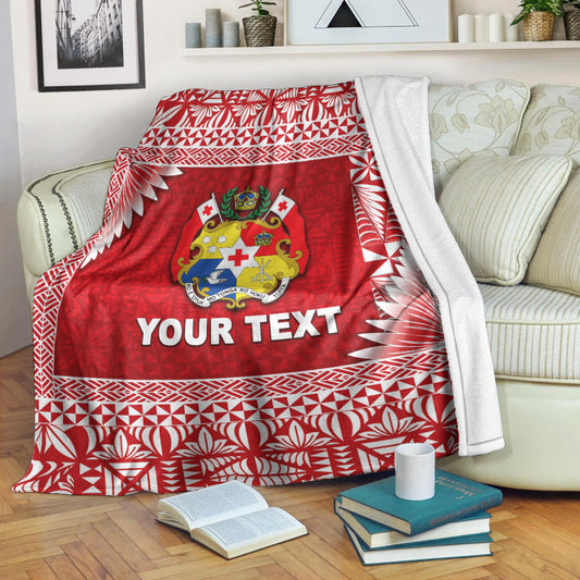 Custom Personalised Tonga Coat Of Arms Premium Blanket Simplified Version Red
