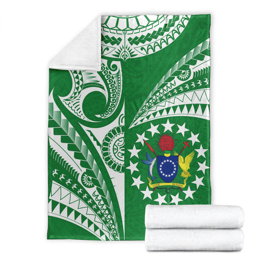 Cook Islands Tatau Premium Blanket Symbolize Passion Stars Version Green