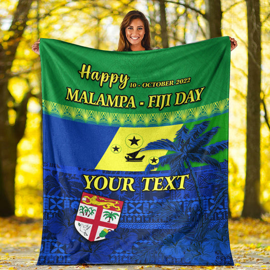 Custom Personalised Malampa Fiji Day Premium Blanket Vanuatu Polynesia mix Flowers