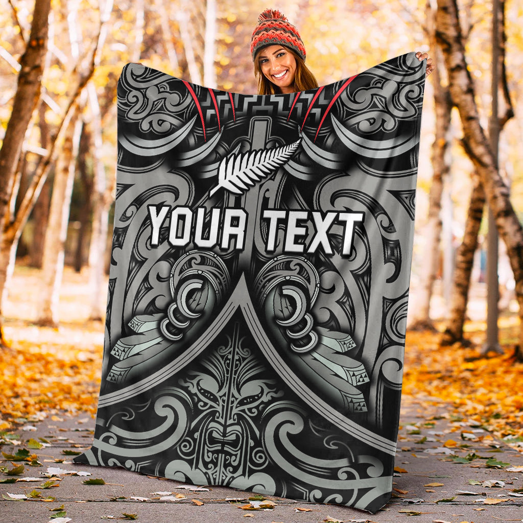 Custom Personalised New Zealand Silver Fern Rugby Premium Blanket All Black NZ Maori Pattern