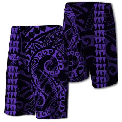 Hawaii Kakau Polynesian Kanaka Board Shorts - Purple - Snapy Style