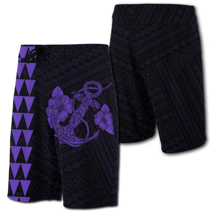 Hawaii Kakau Polynesian Anchor Board Shorts - Purple