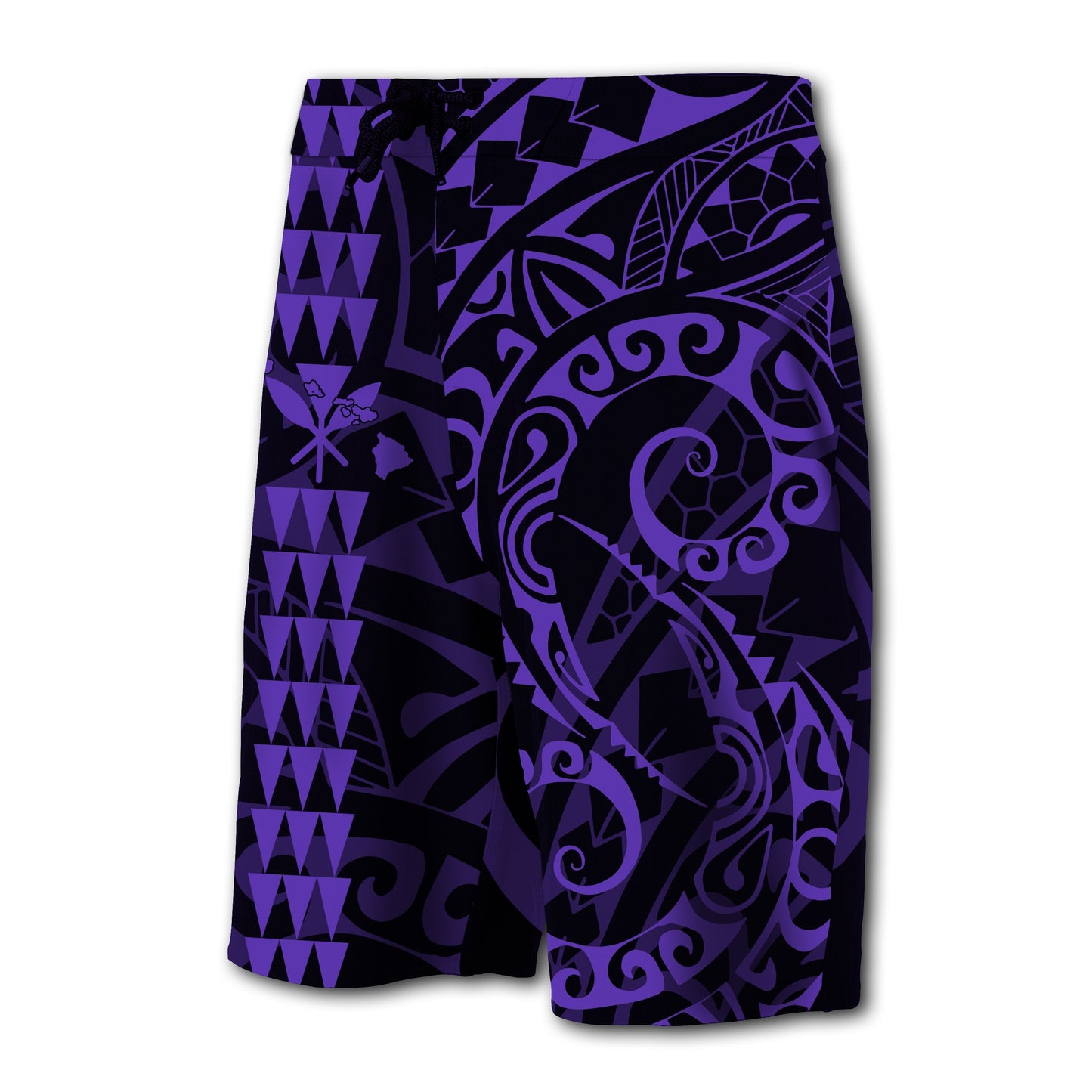 Hawaii Kakau Polynesian Kanaka Board Shorts - Purple - Snapy Style