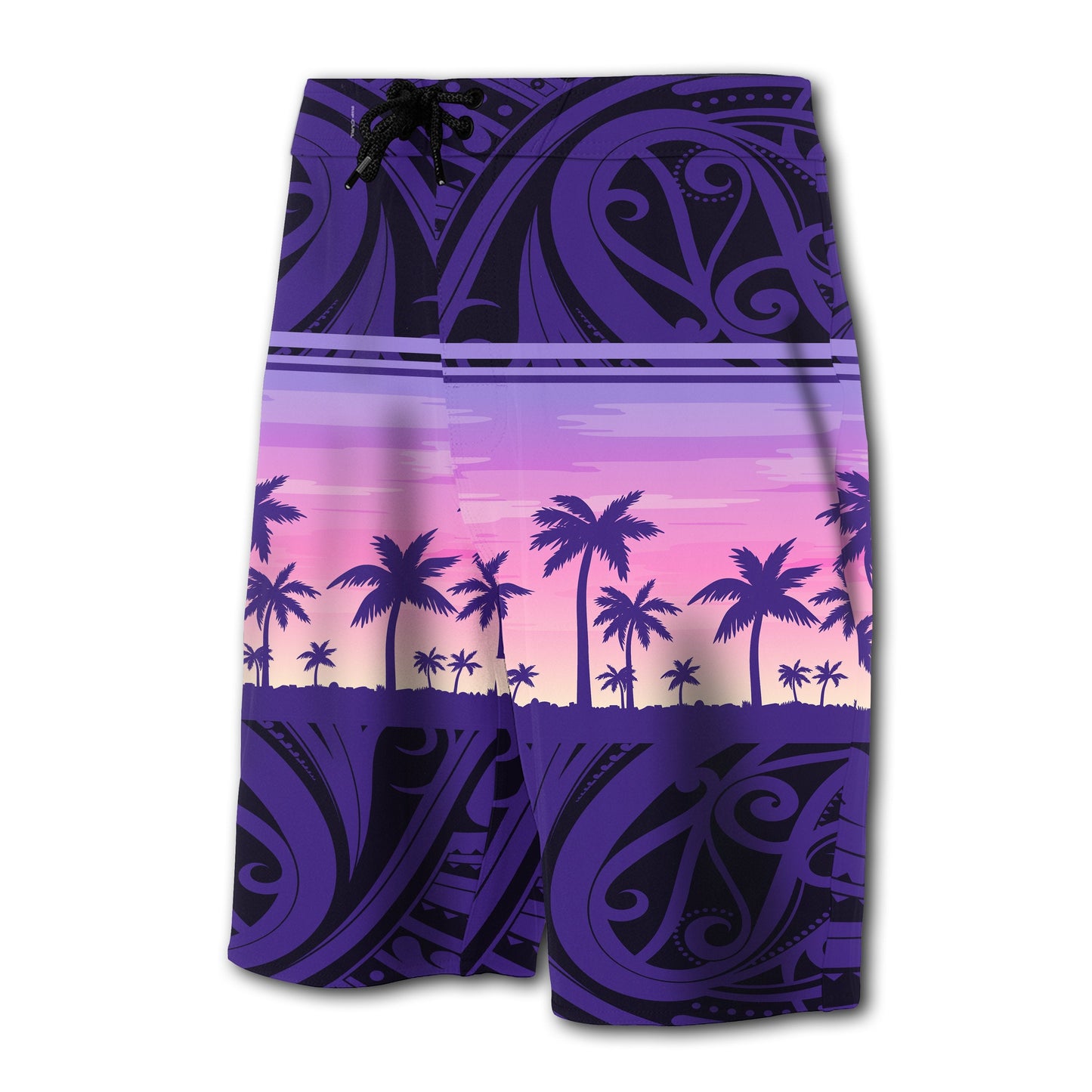 Hawaii Palm Trees Polynesian - Board Shorts - Purple - Haka Style