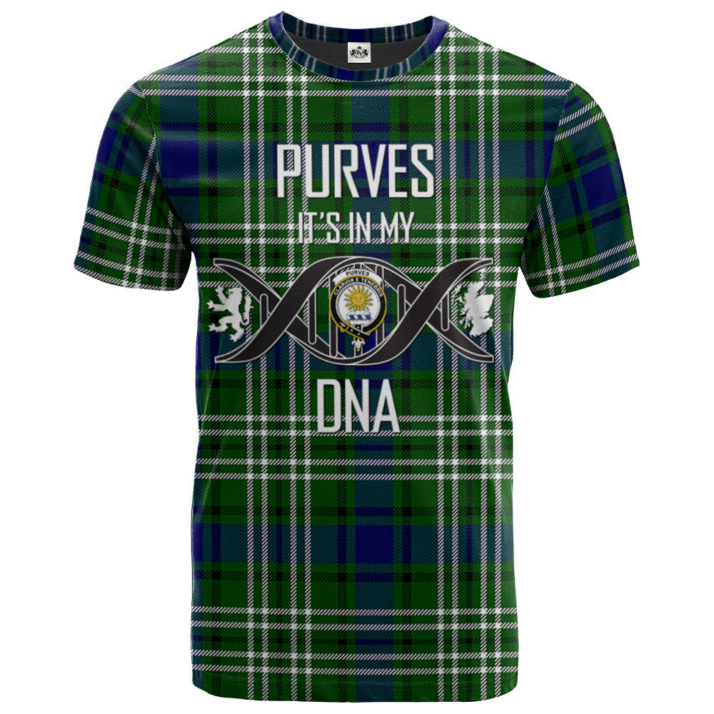 Printivon Purves Clan DNA In Me Tartan Crest T Shirt