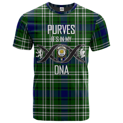 Printivon Purves Clan DNA In Me Tartan Crest T Shirt