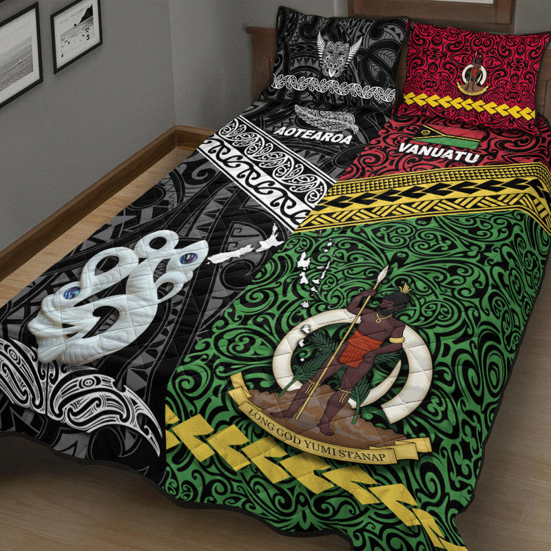 New Zealand And Vanuatu Quilt Bed Set Together Black