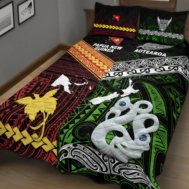 New Zealand And Papua New Guinea Quilt Bed Set Together Green