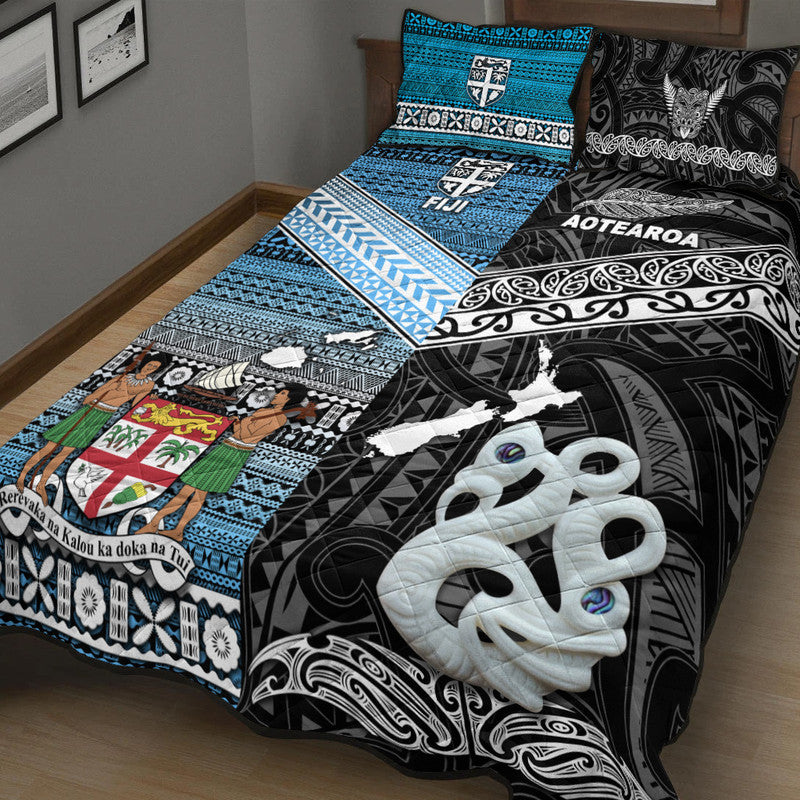 New Zealand And Fiji Quilt Bed Set Together Black