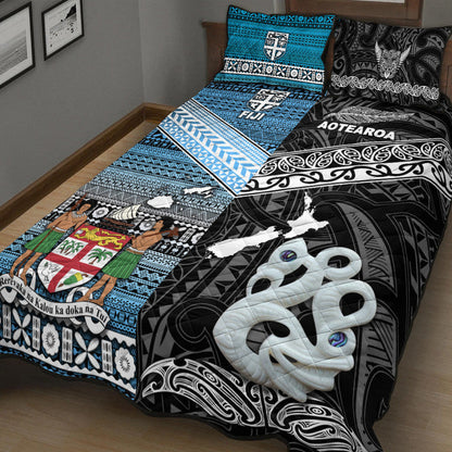 New Zealand And Fiji Quilt Bed Set Together Black