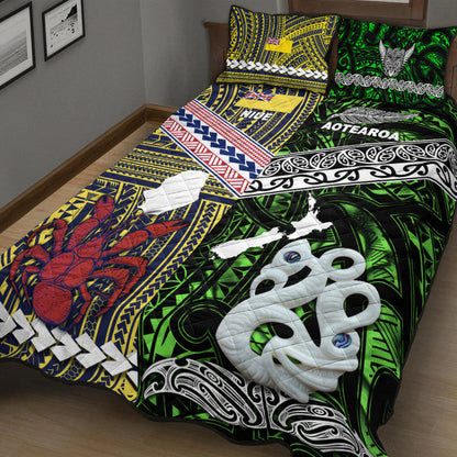 New Zealand And Niue Quilt Bed Set Together Green