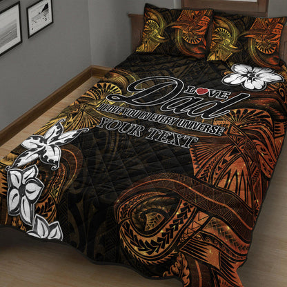 (Custom Personalised) Polynesian Fathers Day Quilt Bed Set I Love You In Every Universe Gold
