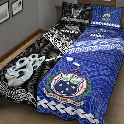 New Zealand And Samoa Quilt Bed Set Together Black