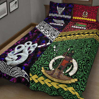 New Zealand And Vanuatu Quilt Bed Set Together Purple