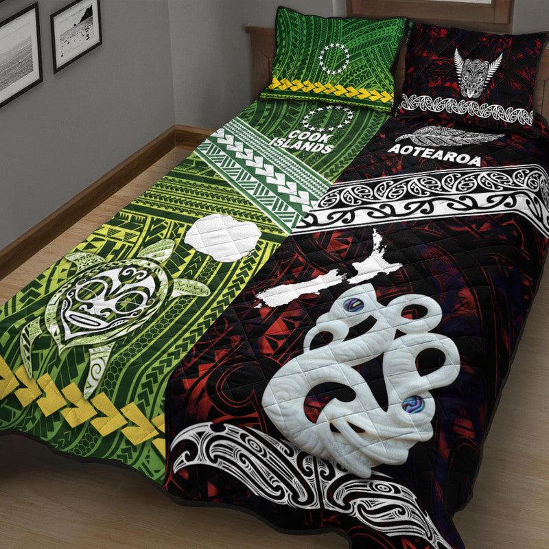 New Zealand And Cook Islands Quilt Bed Set Together Red