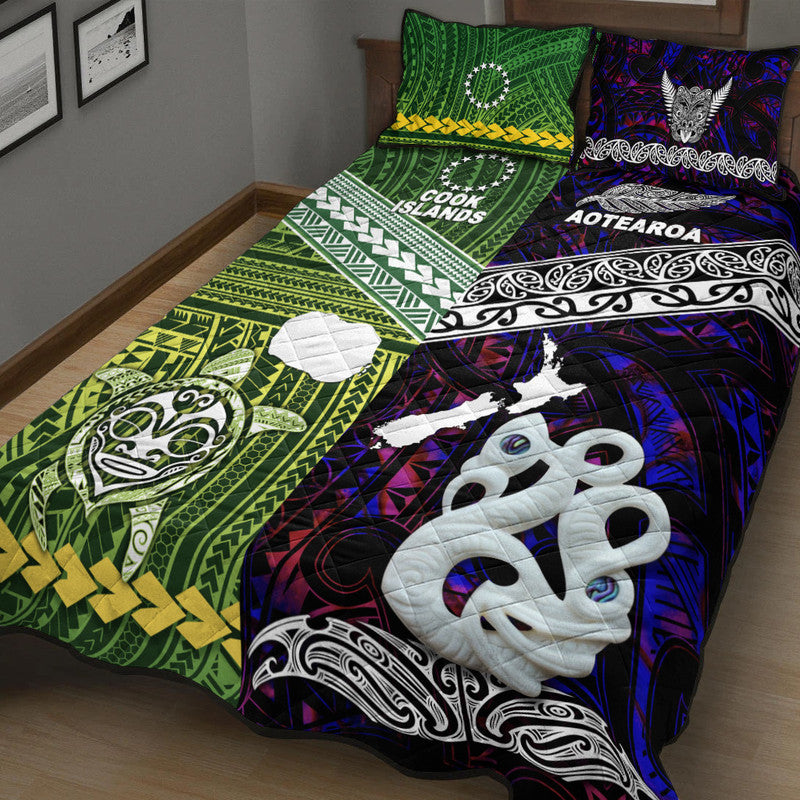 New Zealand And Cook Islands Quilt Bed Set Together Purple
