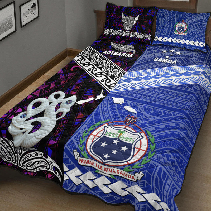 New Zealand And Samoa Quilt Bed Set Together Purple