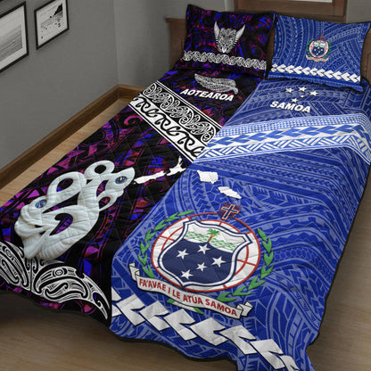 New Zealand And Samoa Quilt Bed Set Together Purple