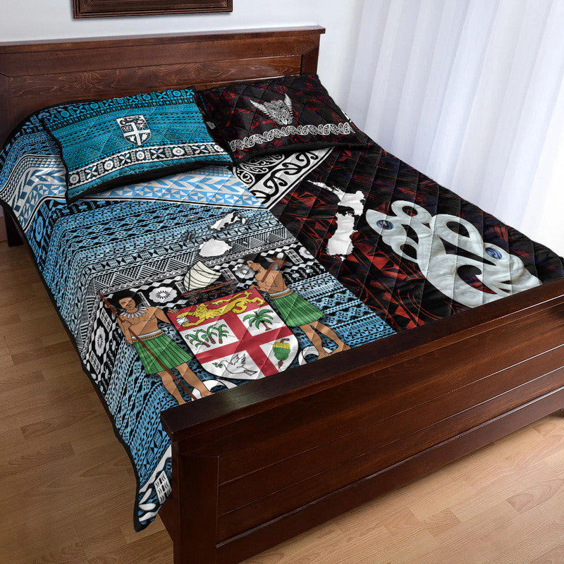 New Zealand And Fiji Quilt Bed Set Together Red