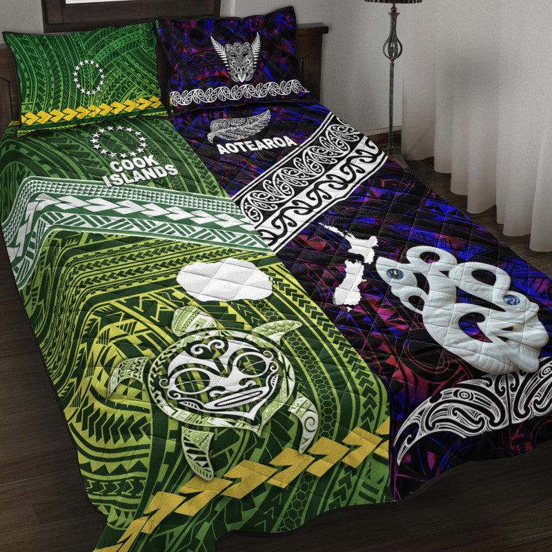New Zealand And Cook Islands Quilt Bed Set Together Purple