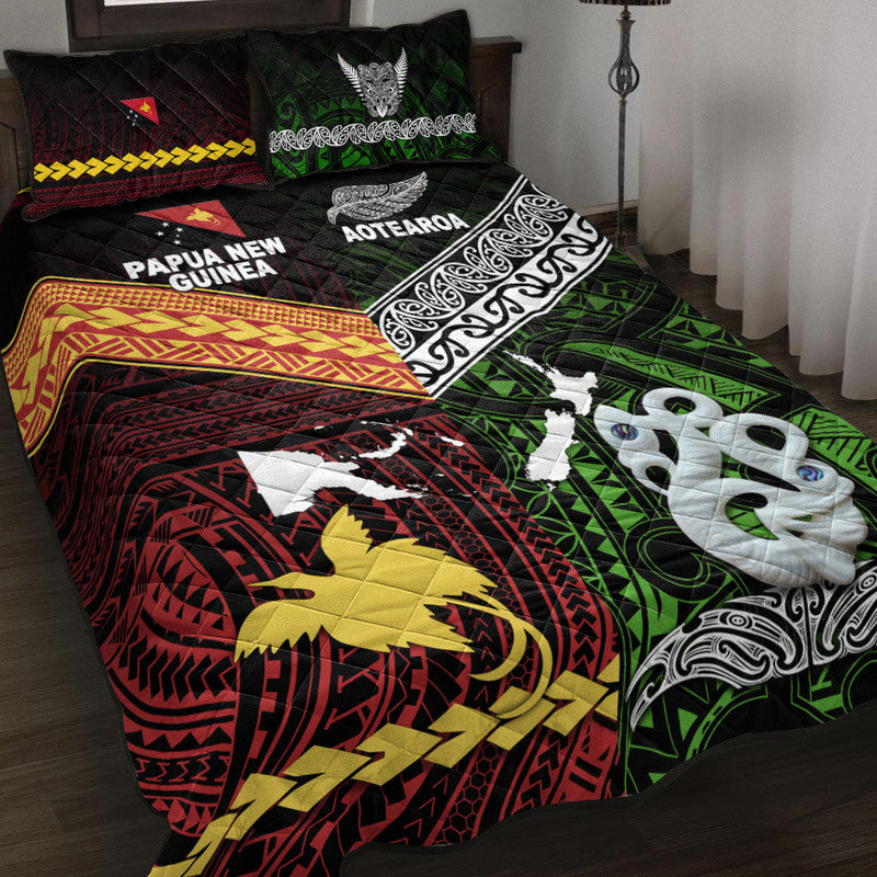 New Zealand And Papua New Guinea Quilt Bed Set Together Green