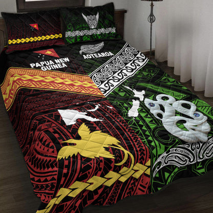 New Zealand And Papua New Guinea Quilt Bed Set Together Green
