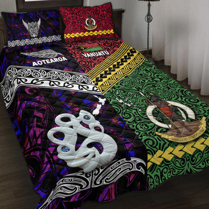 New Zealand And Vanuatu Quilt Bed Set Together Purple