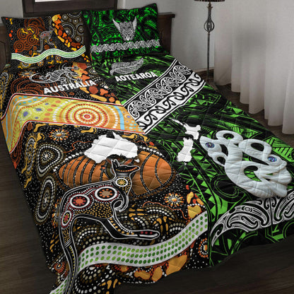 New Zealand Maori Aotearoa And Australia Aboriginal Quilt Bed Set Together Green