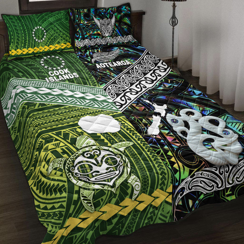 New Zealand And Cook Islands Quilt Bed Set Together Paua Shell