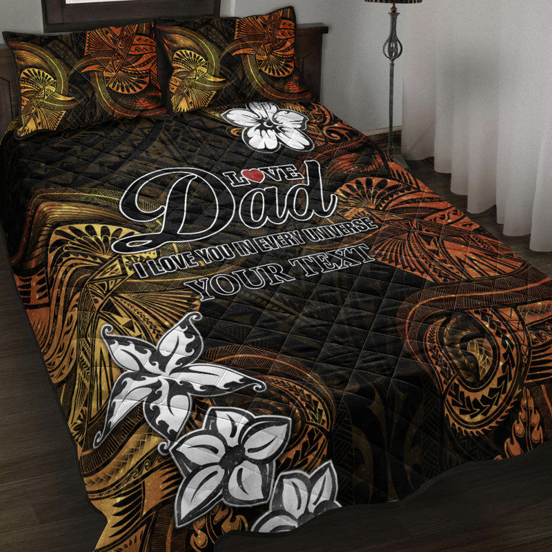 (Custom Personalised) Polynesian Fathers Day Quilt Bed Set I Love You In Every Universe Gold