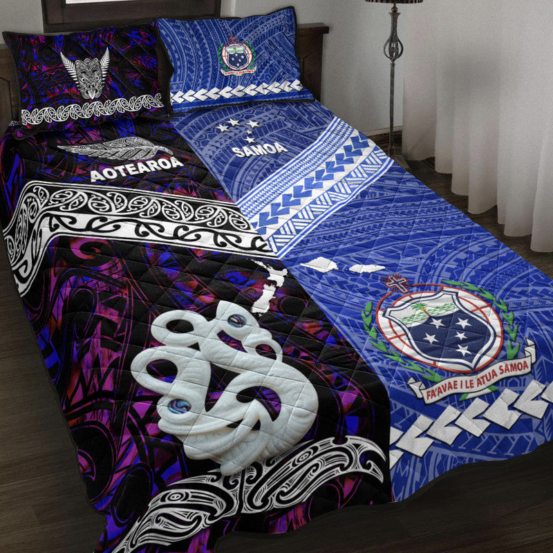 New Zealand And Samoa Quilt Bed Set Together Purple