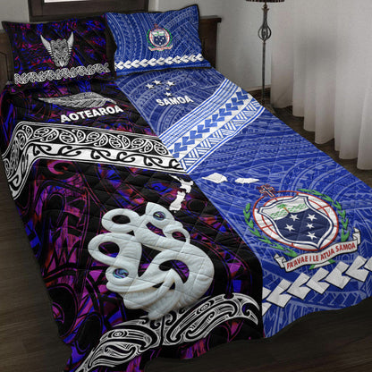 New Zealand And Samoa Quilt Bed Set Together Purple