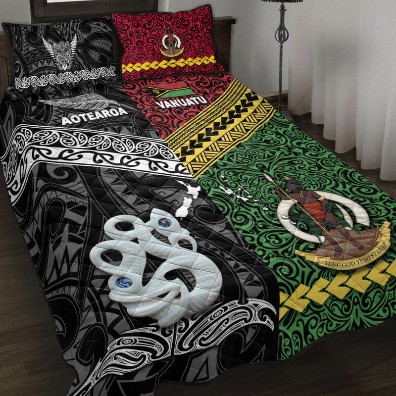 New Zealand And Vanuatu Quilt Bed Set Together Black