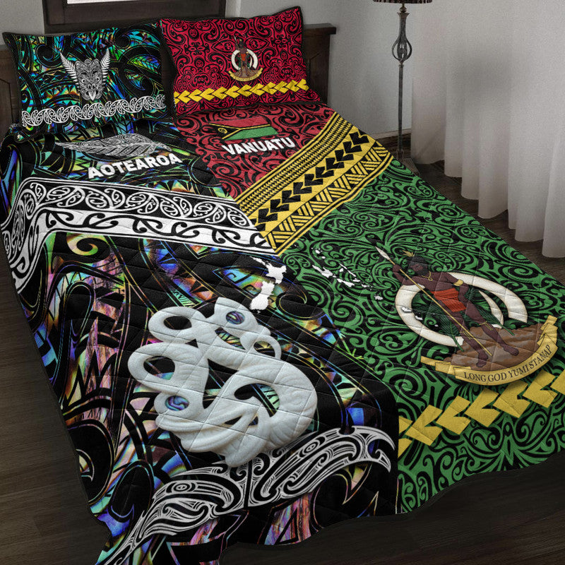 New Zealand And Vanuatu Quilt Bed Set Together Paua Shell