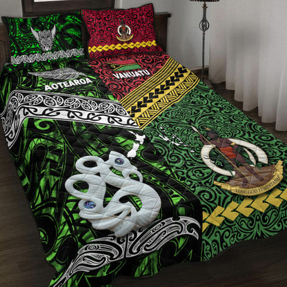 New Zealand And Vanuatu Quilt Bed Set Together Green