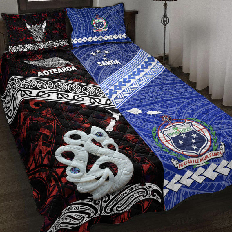 New Zealand And Samoa Quilt Bed Set Together Red