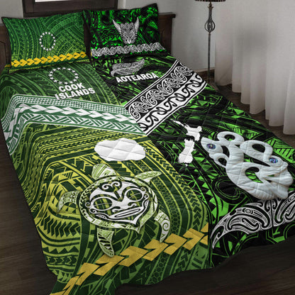 New Zealand And Cook Islands Quilt Bed Set Together Green
