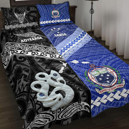 New Zealand And Samoa Quilt Bed Set Together Black