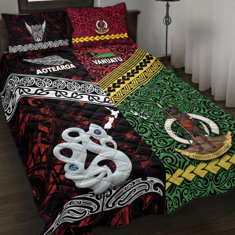 New Zealand And Vanuatu Quilt Bed Set Together Red