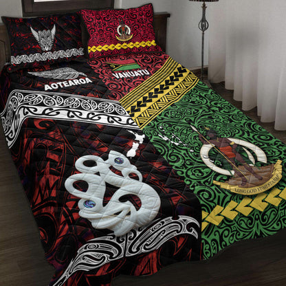 New Zealand And Vanuatu Quilt Bed Set Together Red