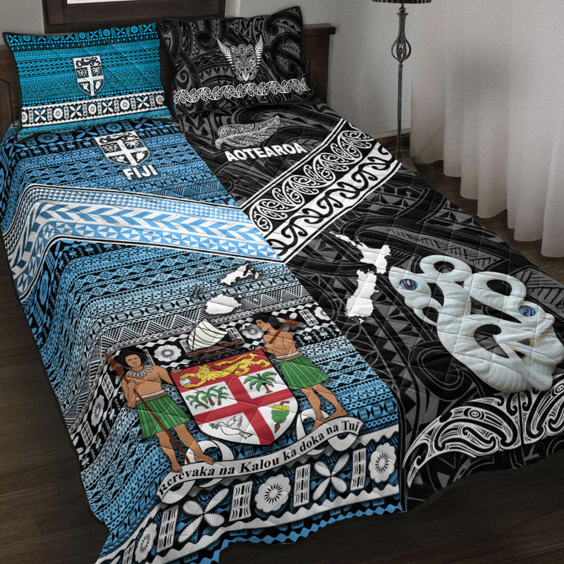 New Zealand And Fiji Quilt Bed Set Together Black