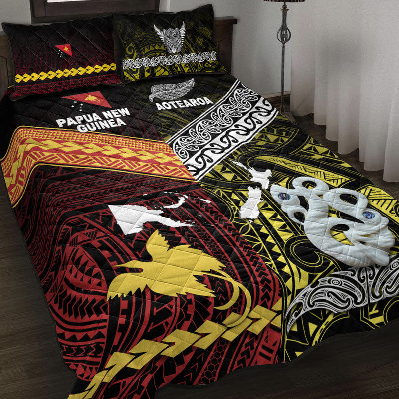 New Zealand And Papua New Guinea Quilt Bed Set Together Yellow